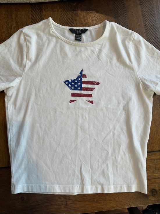 new look 915 Other - HOST PICK Gymboree White Tee with Red & Blue Star Flag Graphic